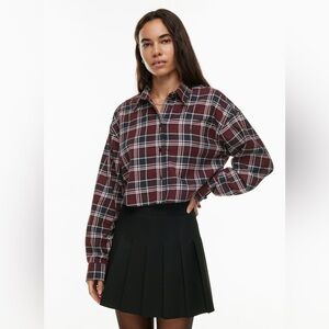 Sunday Best Aritzia Poppy Shirt Ada Spiced Burgundy Black Plaid, Size Medium M